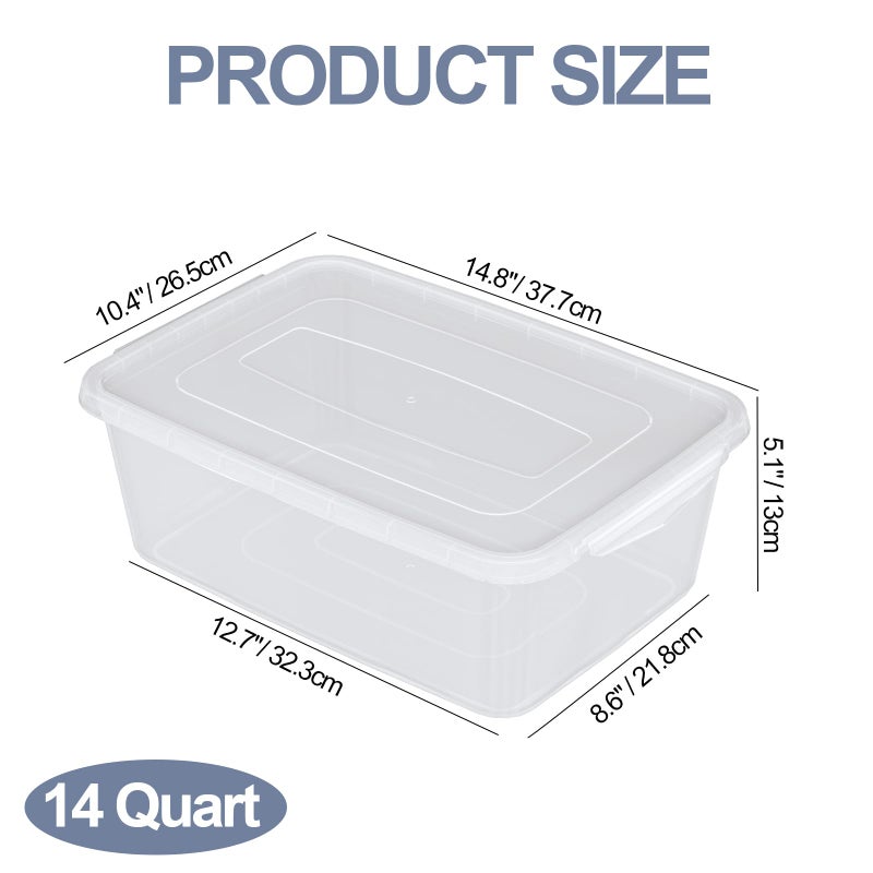 Ramddy 4 Packs 14 Quart Clear Latching Box, Plastic Storage Bin with Lid - Image 3